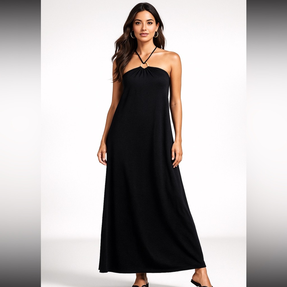 Old Navy Black Halter Maxi Dress